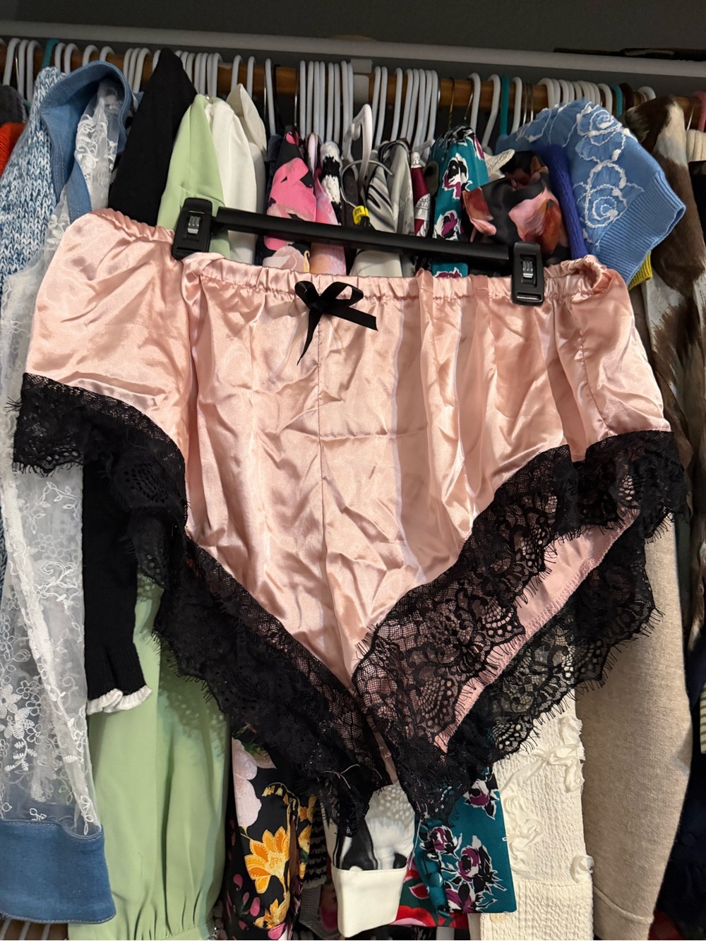 Silky Lace-Trim Pink Women's Sleep Shorts 4XL